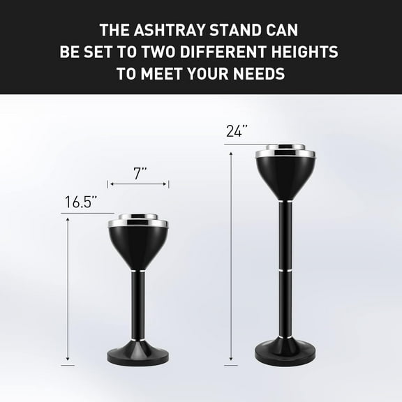 Large Outdoor Metal Ashtray with Weighted Base, Adjustable Height for , Cigarette Butt Disposal Container