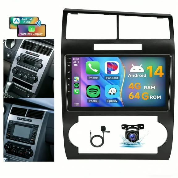 HUOEPU Android 13 Car Stereo for Magnum Charger 2005-2007, 4 64 G 9 " Touch Screen,w/Wireless Carplay/Android Auto/WiFi/Bluetooth/AM/FM Head Unit