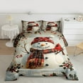 thumbnail image 2 of jejeloiu White Red Snowmen Queen Comforter Set,Happy New Year Bedding Sets,Red Xmas Berry Bedding Comforter Set For Children,Super Cozy Room Decor Reversible,3-Piece, 2 of 8