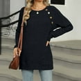 thumbnail image 7 of Kaemgyyd Womens Shirt Long Sleeve Button Tops Crew Neck Classic Knit Sweater Solid Color Side Slit Pullover Fall 2025, 7 of 7