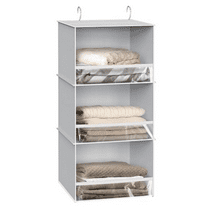 Simple Houseware 3 Shelf Hanging Closet Organizer with Front Stopper, Gray