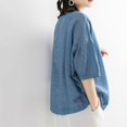 thumbnail image 3 of Women's Loose Fit Short Sleeve Blouses Summer Casual Linen Tops Shirts Womens Long Sleeve Tee Shirt Loose Fit Top Women Striped Tee Women Clothes Hide Tummy Women Tops Women Tee Long Sleeve Tee, 3 of 3
