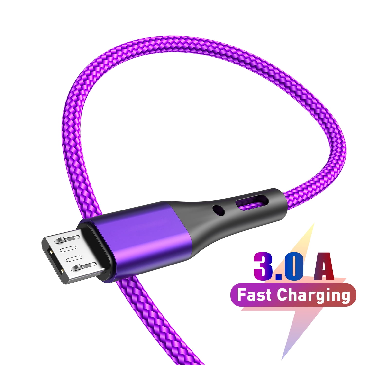 Micro USB Cable Canjoy 3 Pack USB to Micro USB Cable 6ft Braided Android Charger Fast Charging Cord Compatible Samsung Galaxy S7 S6 Edge J7,Motorola,LG,Nexus,Nokia,Sony,HTC,Xbox,PS4,Tablet,Camera,MP3 and More Android Devices Blue Rose Purple
