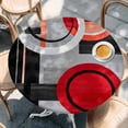 thumbnail image 3 of Red Gray Black Round Fitted Table Cover Abstract Round Modern Art Waterproof Table Cloth with Elastic Edge Wipeable Tablecloth for Picnic Camping Party Fits 45"-54" Diameter, 3 of 8