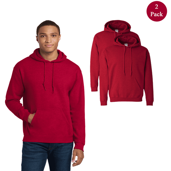 Gildan Adult’s Heavy Blend Hooded Antique Cherry Red Sweatshirt, Casual Pouch Pocket Hoodie, 2 Pack, S