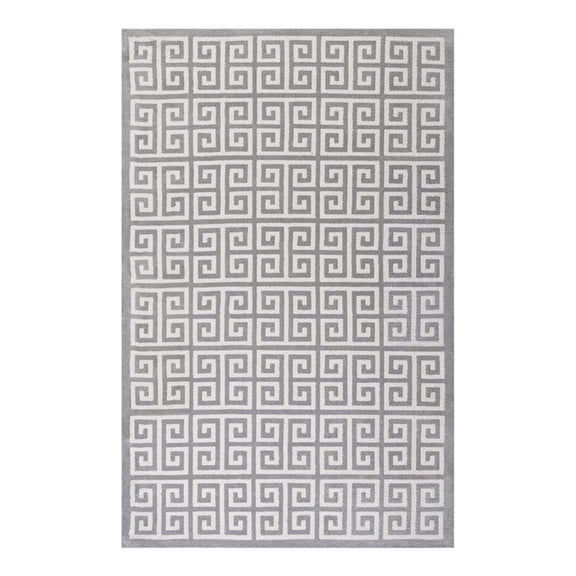 Modway Freydis Greek Key 8' x 10' Area Rug in White and Light Gray