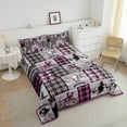 thumbnail image 4 of Erosebridal Pink Western King Bedding Sets Country Cowgirl Comforter Set Wild West Bull Horse Comforter Teen Women,Rustic Farmhouse Buffalo Plaid Quilt 2 Pillow Cases Room Decor, 4 of 6