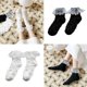 thumbnail image 2 of Women Lolita Cotton Short Crew Socks Japanese Preppy Style Sweet Ruffled Lace Trim Jacquard Floral Pattern Ankle Hosiery, 2 of 4