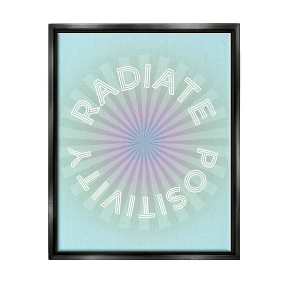 Stupell Industries Radiate Positivity Blue Geometric Religious Painting Black Floater Framed Art Print Wall Art