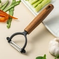 thumbnail image 1 of Stainless Steel Peeler, Wood Handle Kitchen Tool, Efficient Fruit Vegetable Prep, Easy Grip Design for Daily Cooking, Multicolor, 1 of 4