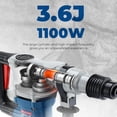 thumbnail image 6 of Restored DongCheng 1-1/8 Inch SDS-Plus Rotary Hammer with 9.2A Motor, 3.6J Impact Energy, 5,000 BPM for Concrete & Demolition, Includes 3 Drill Bits, 2 Chisels, Case (Refurbished), 6 of 9