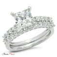thumbnail image 6 of 2.66 ct Princess Cut Real Genuine Natural Diamond VS1-VS2 I-J 18K White Gold Engagement Wedding Bridal Set Designer Ring bW/ Set size 6.5, 6 of 7