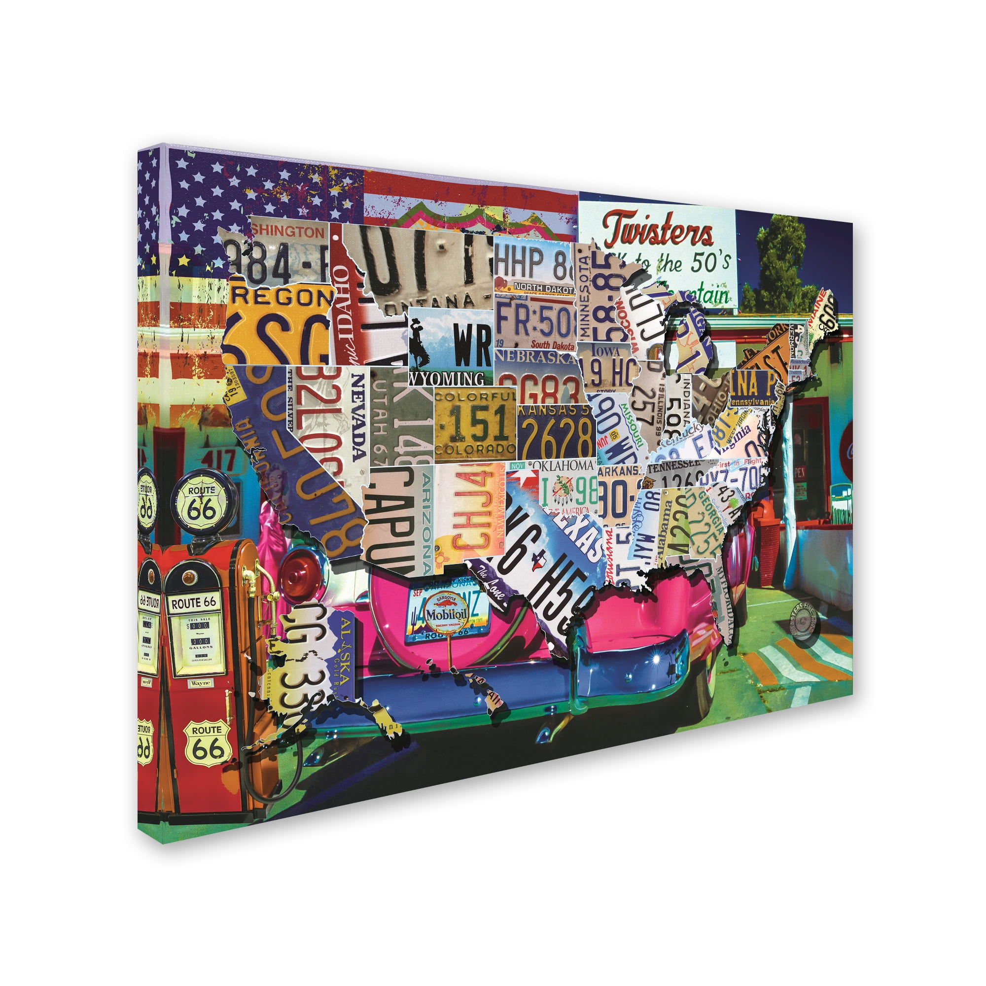 Trademark Fine Art 'USA License Plate Map Route 66' Canvas Art by Masters Fine Art