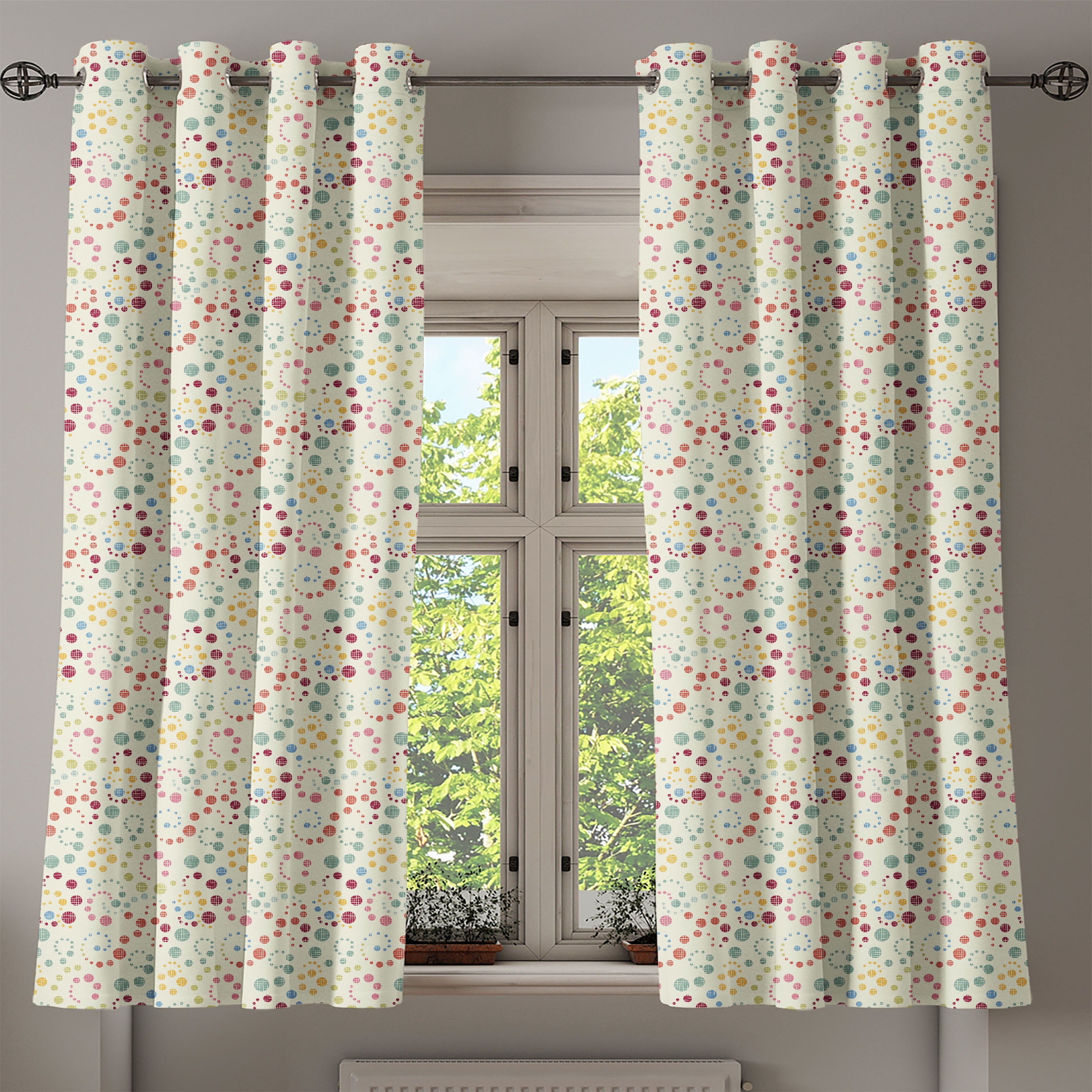 Modern Art Grommet Curtain, Grunge Polka Dots Spots Backdrop Motif Retro  Nostalgic Aesthetic Image Print, Decorative 2-Panel Window Drapes for  Bedroom Living Room, 50" x 63", Multicolor, by Ambesonne - Walmart.com