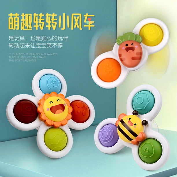 跨境新款旋转花朵宝宝餐桌积木桌吸盘转转乐婴幼儿童指尖陀螺玩具as the picture15.5*7.5*13 Deng Xun unisex