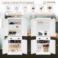 thumbnail image 3 of Oneinmil 72" Pantry Storage Cabinet, Tall Kitchen Pantry with Farmhouse Barn Doors for Kitchen, Rustic White, 3 of 7