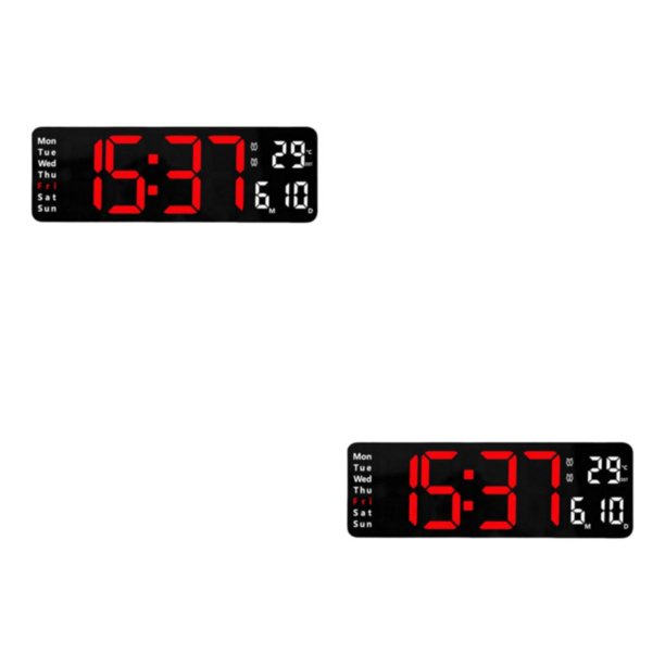 Wosthever Modern Digitals Reloj de pared Calendario Brillo ajustable NightStand rojo rojo 2piezas
