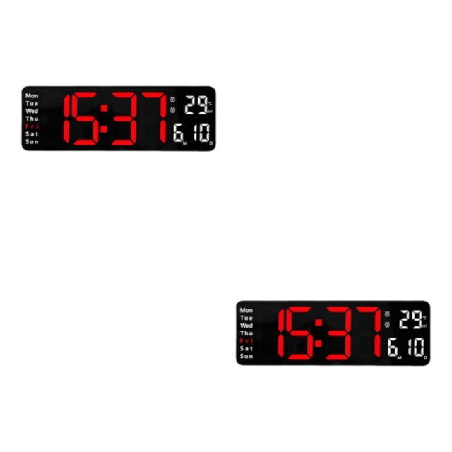 Wosthever Modern Digitals Wall Clock Calendar Adjustable NightStand Brightness Type2 NO2