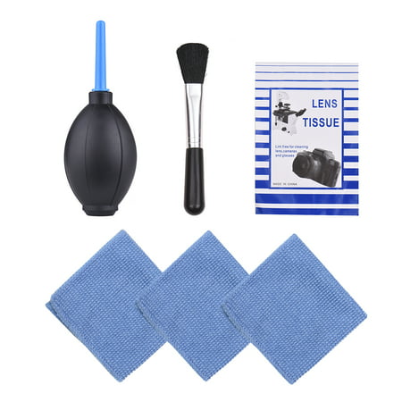 6 in 1 Dust Cleaner Camera Cleaning Kit Lens Brush+ 3pcs Cleaning Cloth+ Air Blower+ Optical Cleaning Tissue for Canon Nikon Sony DSLR ILDC Camera and