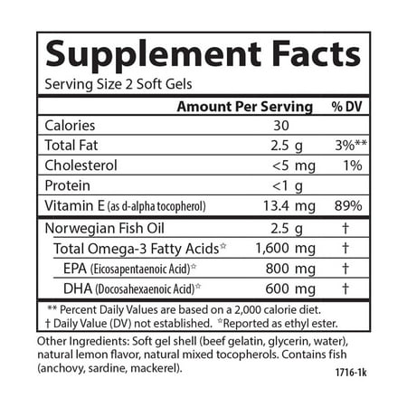 Carlson Elite Omega-3 Gems Natural Lemon 800mg - 60 Softgels