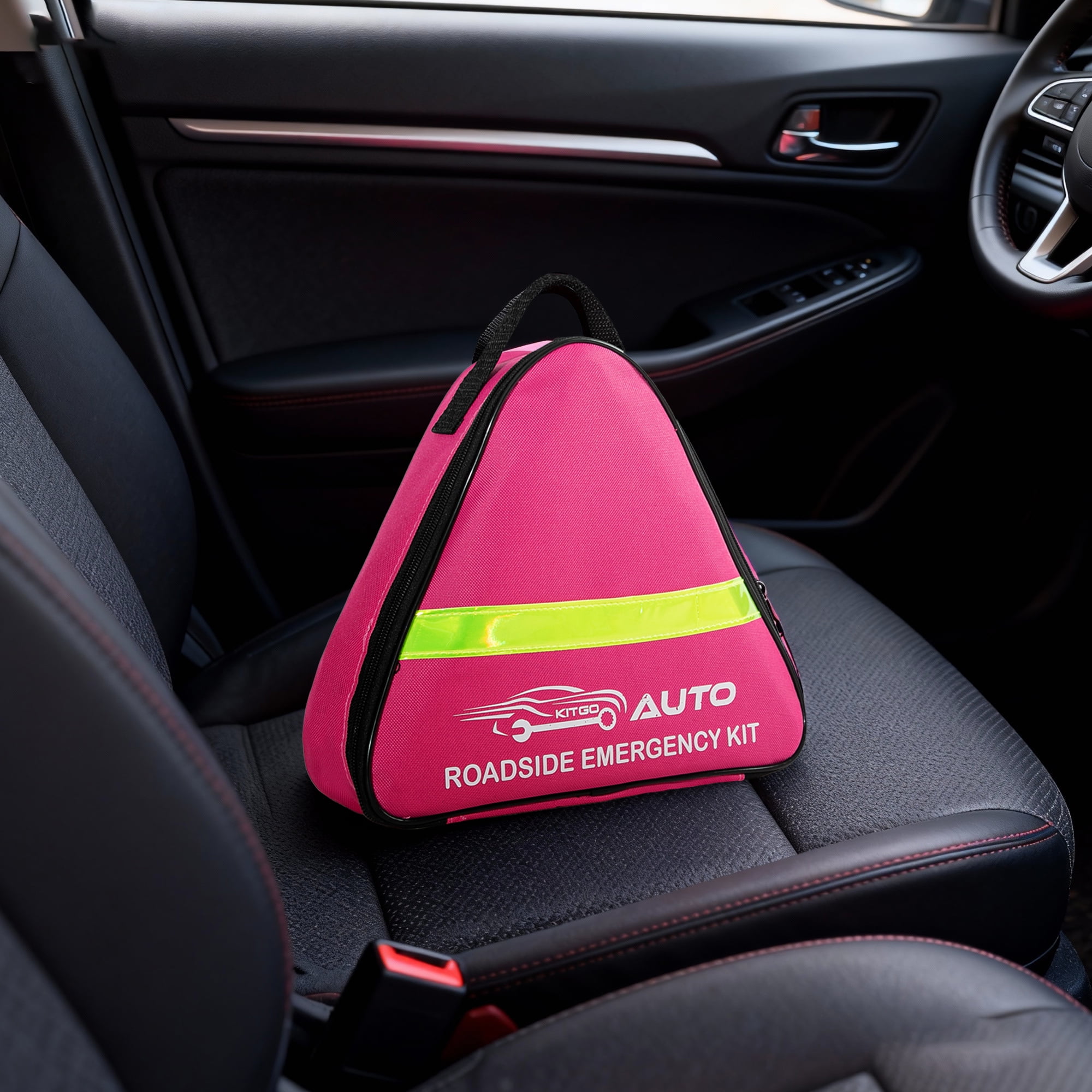 Pink Car Emergency Kit – Roadside Emergency Kit with Jumper Cables & Safety Tools