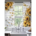 thumbnail image 2 of Farmhouse Sunflower Sheer Curtains 63 Inch Length 2 Panels Set Window Treatments, Vintage Daisy Butterflies Gray Wood Rod Pocket Semi Curtains for Living Room/Bedroom/Kitchen Décor, 104"W x 63"L, 2 of 7