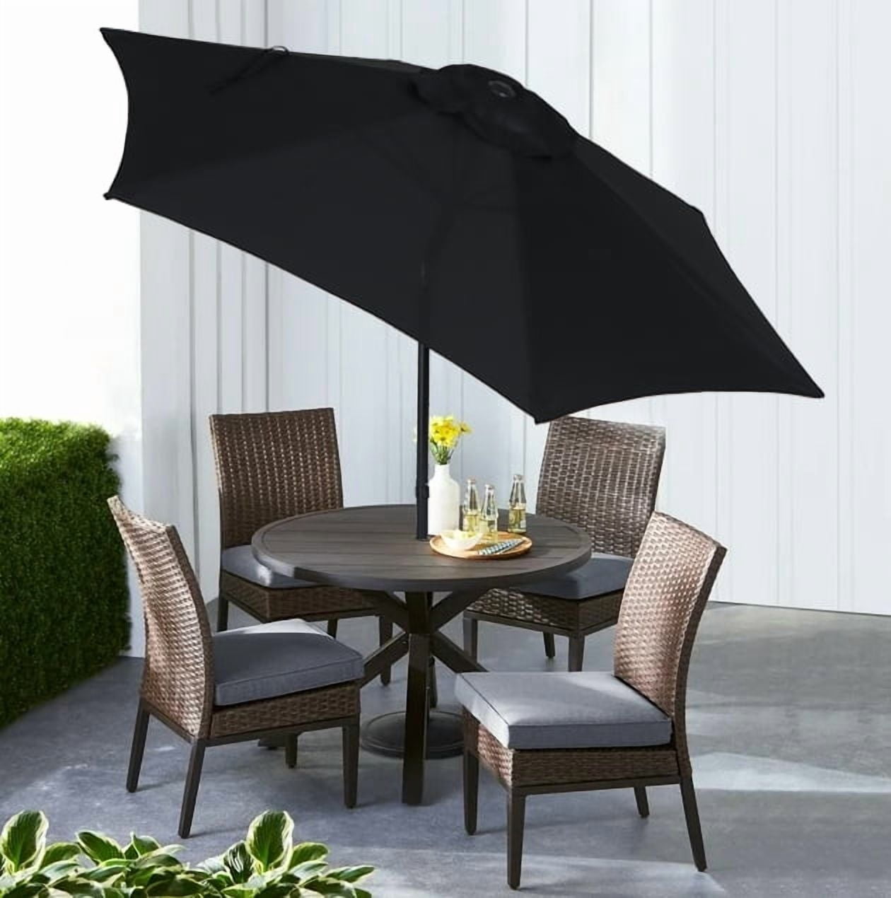 Mainstays Outdoor 7.5' Black Round Market Patio Umbrella, Push-up, 3-Angle Tilt