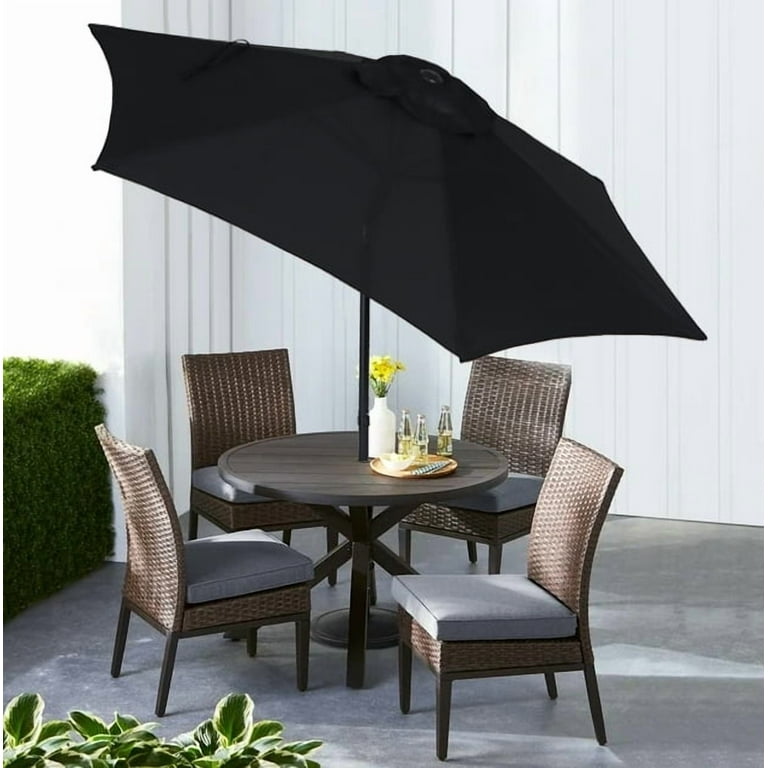 black patio umbrella amazon Mainstays Outdoor 7.5' Black Round Market Patio Umbrella, Push-up, 3-Angle Tilt