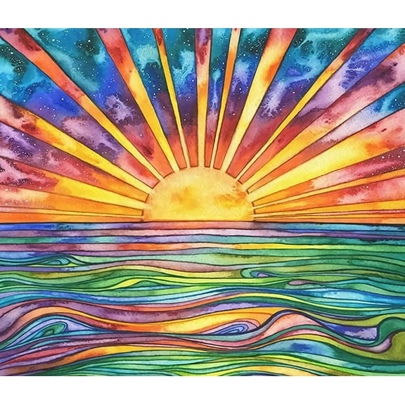 DIY 5D Diamond Painting Kit (For Adults) Diamond Painting "Sunrise on the Sea Level" - Full Diamond Crystal Rhinestone Embroidery Craft Kit, Can be Used as Gift, Wall Decoration