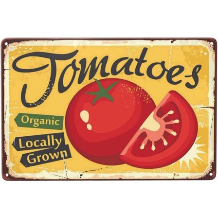 Red Tomatoes Sign Vintage Metal Tin Sign Locally Grown Vegetables Garden Farm Wall Metal Tin Sign 8x12 Inch