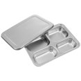 thumbnail image 1 of MasteelfCA 1Pc Stainless Steel Divided Plate Rectangular 4 Sections Food Serving Tray, 1 of 8