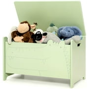Costway Kids Toy Box w/Safety Hinge Wood Storage Chest Flip-Top Storage Organizer Green