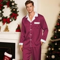 thumbnail image 4 of NMMUED Family Christmas Pajamas Matching Sets Xmas Pajamas for Family Satin Pjs Christmas Vacation Pajamas Soft Pajamas Christmas Pjs for Family Matching Family Christmas Pajamas (Dad) Wine L, 4 of 7
