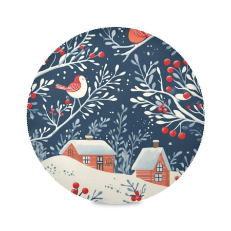 

Round Plate Mat 15.4x15.4 Inchesx6 Placemat Table Mat Kitchen Mat Coffee Mat Fabric Thick Strong Wear-Resistant Heat Resistance Christmas House Pictures