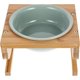 thumbnail image 1 of Ceramic Elevated Cat Bowl Set With Wood Stand Designed For Pet Owners Light Green Easy To Clean Angled Shape 1 Set, 1 of 4