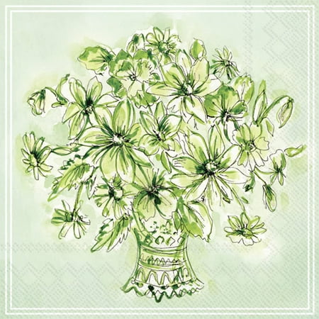 Boston International Rosanne Beck Everyday IHR 3-Ply Paper Napkins, 20-Count Cocktail Size, Mint Medallion