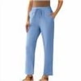 thumbnail image 6 of Admvng Sweatpants Women Baggy Solid Color Lace-Up with and Linen All Straight Leg Casual Pants, Size S-5XL, 6 of 6