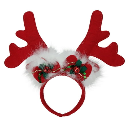 Headband Red Green - Red Reindeer Antlers Christmas Party Headband with Jingle Bells