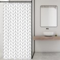 thumbnail image 3 of Riyidecor Cortina de ducha pequeña de 35.8 x 71.7 in, estrecha para RV Walkin, color negro y blanco, moderna cortina de baño con medio pie en zigzag Chevron Camper, accesorios de baño, tela impermeabl, 3 of 5