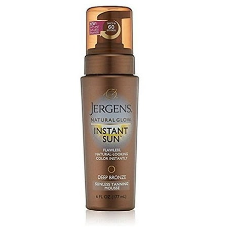 Jergens Natural Glow Instant Sun Sunless Tanning Mousse, Deep Bronze 6 oz (Pack of (Best Natural Sunless Tanning Lotion)