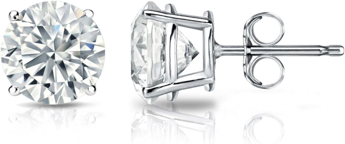 Unique Moments Lab Grown Round Cut Diamond 4 Ctw Stud Earrings in 14K White Gold, Jewelry for Women