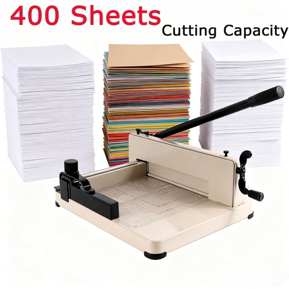 12 Inch Guillotine Paper Cutter, Heavy Duty Paper Cutter for A4 Paper, Stack Paper Trimmer 400 Sheet Capacity, Solid Steel Construction