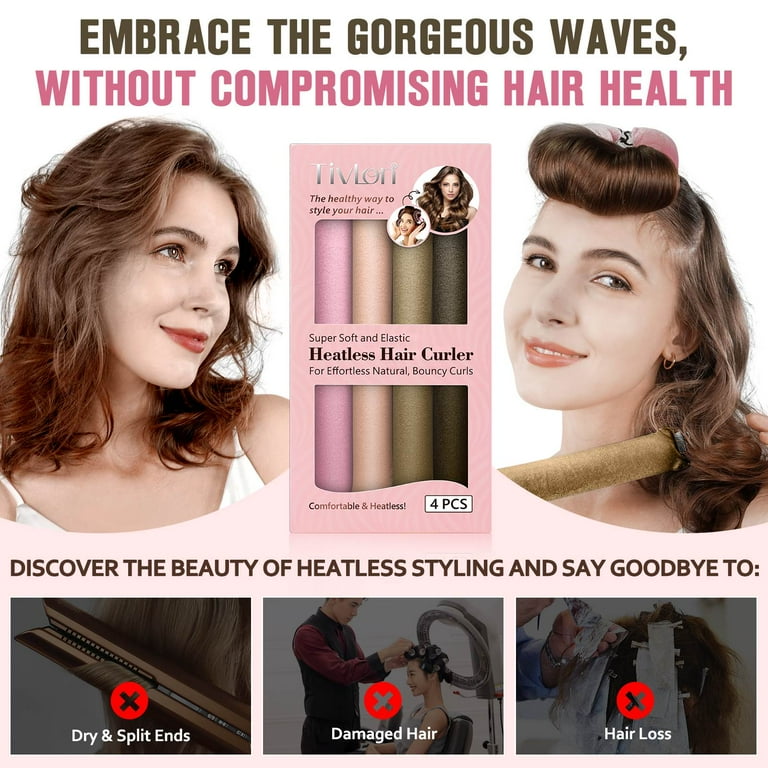 Tivlon Heatless Curling Rods, Flexible Hair Rods, Flannel Heat