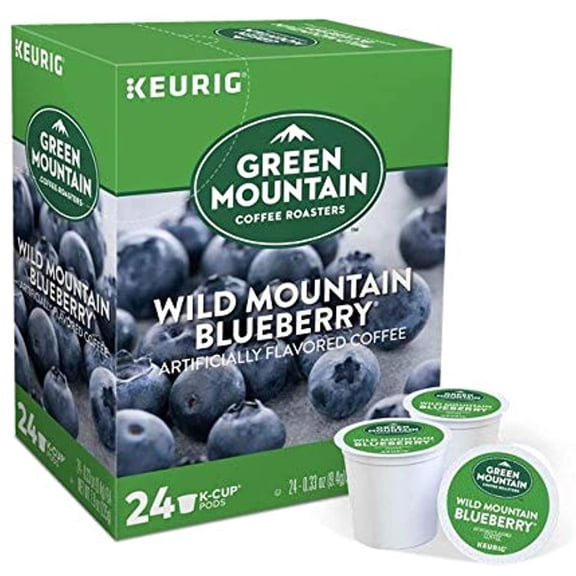 Green Mountain Coffee Pods K-Cups For Keurig Machines Flavored K Cup (All Count Fresh Capsules) Light / Medium / Dark Roast Long Expiry All Flavors (24 K-Cups Wild Mountain Blueberry)