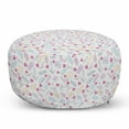 thumbnail image 1 of Pastel Pouf Cover with Zipper, Various Cosmetics and Beauty Product Sketches with Pink Hearts Pattern, Soft Decorative Fabric Unstuffed Case, 30" W X 17.3" L, Pale Grey and Multicolor, by Ambesonne, 1 of 5