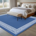 thumbnail image 5 of Dark Blue Greek Key Large Area Rugs for Bedroom Living Room, Soft Non Slip Carpet Bedside Rug, Geometric Greece Ancient Farmhouse Geo Rectangular Floor Cover Kitchen Accent Rug 8'x10' for Office, 5 of 9