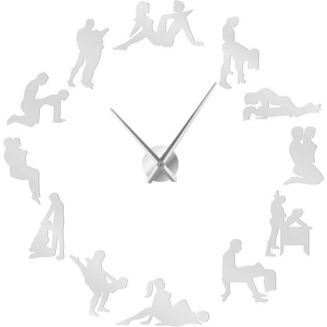 Adult Fun Series 3 Modern Acrylic Clock Kit for Wall Design,3D Frameless Wall Clock with Mirror Stickers for Living Room Decoration-S-37