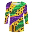 thumbnail image 3 of Otvok 3/4 Sleeve Tops for Ladies Casual Crew Neck Loose Casual Blouses Carnival Print Tshirts, 3 of 6