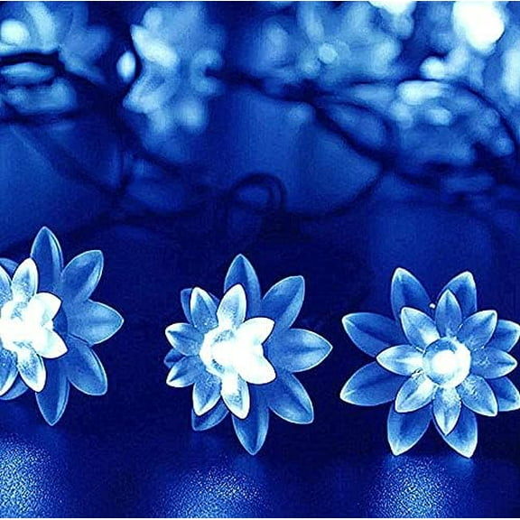 LINLIN Solar Flower String Light, 4.8m 20LED Double Layer Lotus Solar Fairy Light String for Indoor Outdoor Garden Wedding Party Lighting Decoration