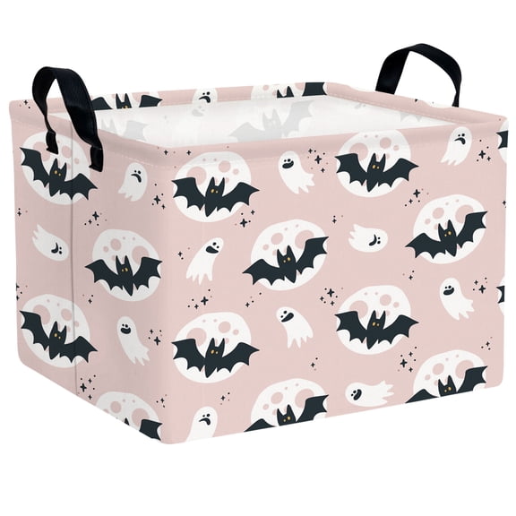 ASKETAM Cute Halloween Basket for Kids Trick or Treat Party Decor Storage Bin (Bat Ghost Pink)